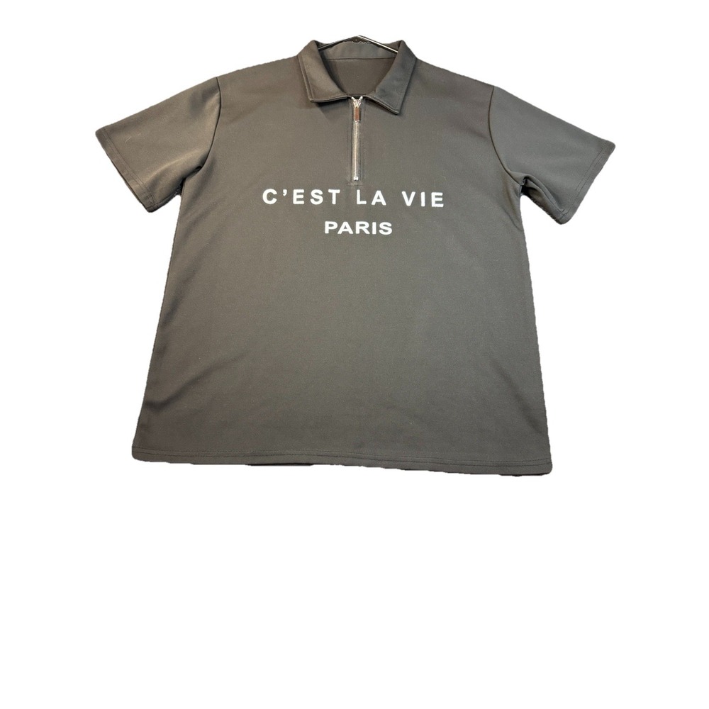 Men's C'est  La Vie Paris Black Short Sleeve Shirt Size Medium